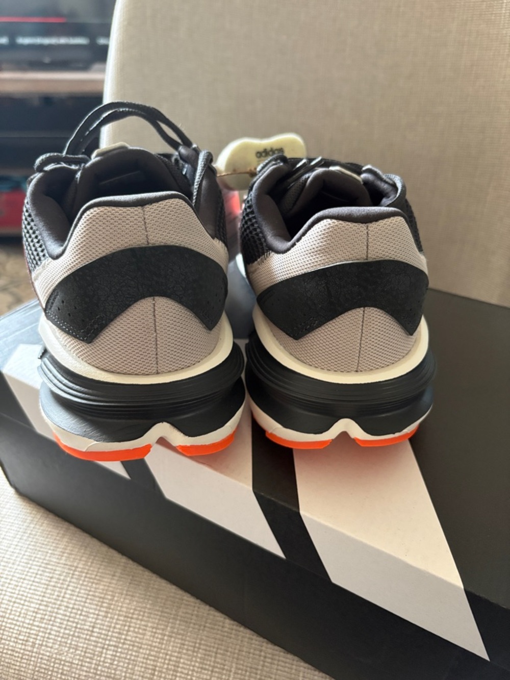 Adidas Astrastar Black Sneakers with Orange Stripe Accents - Picture 3 of 8